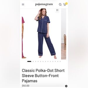 Pajamagram Women's Navy Polka-Dot Short-Sleeve Button-Front Pajama Set